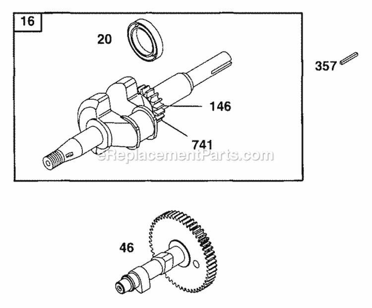 Crank Cam Diagram and Parts List for 090112-0002-99  Briggs and Stratton Engine